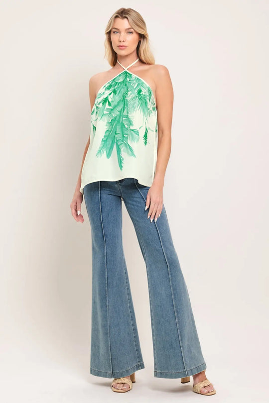 PALM SERENE WOVEN TOP - TOPS