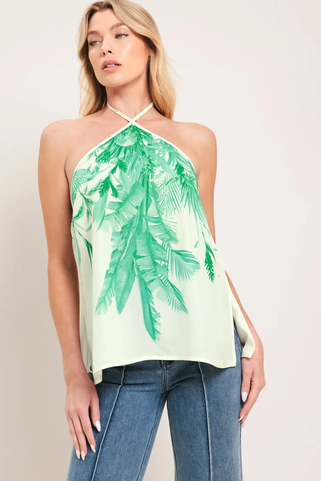 PALM SERENE WOVEN TOP - TOPS