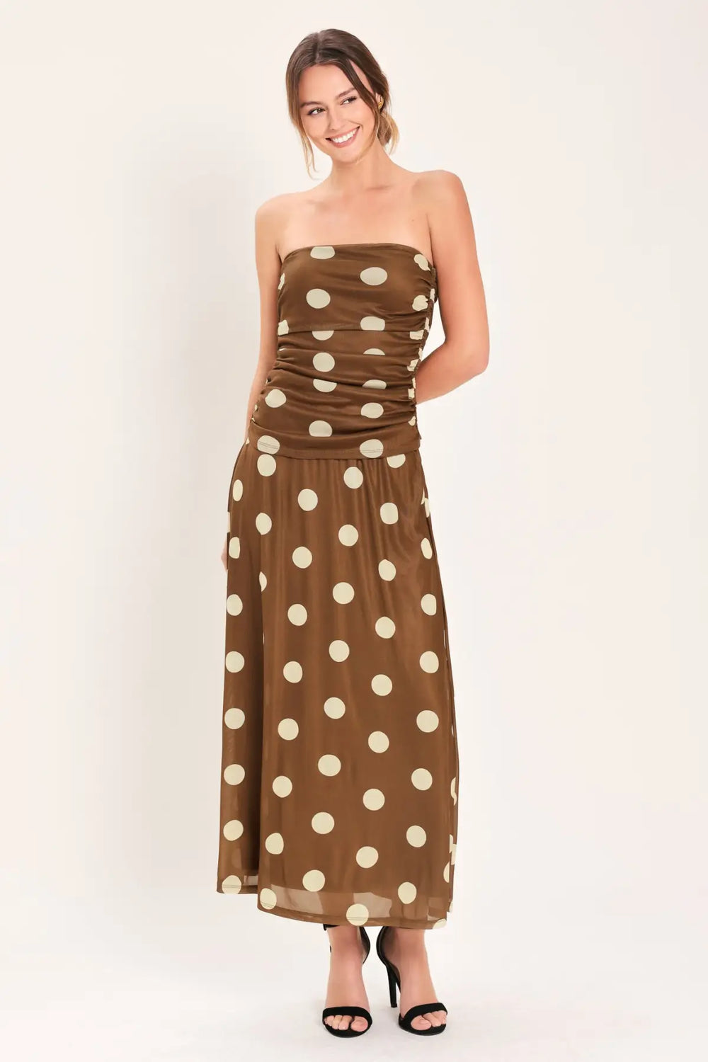 FRENCH GIRL POLKA DOT POWER MESH TUBE TOP - TOPS