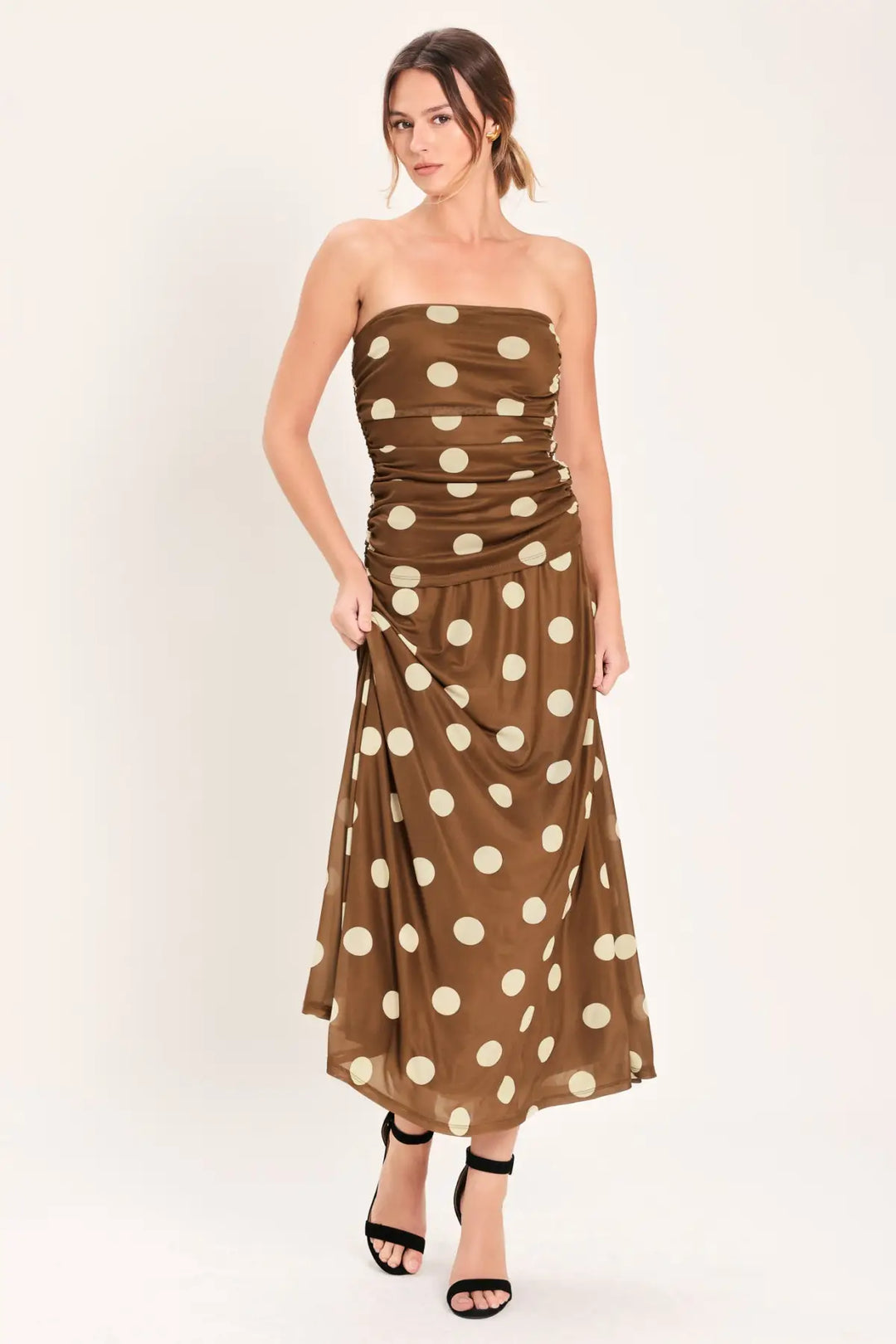 FRENCH GIRL POLKA DOT POWER MESH TUBE TOP - TOPS
