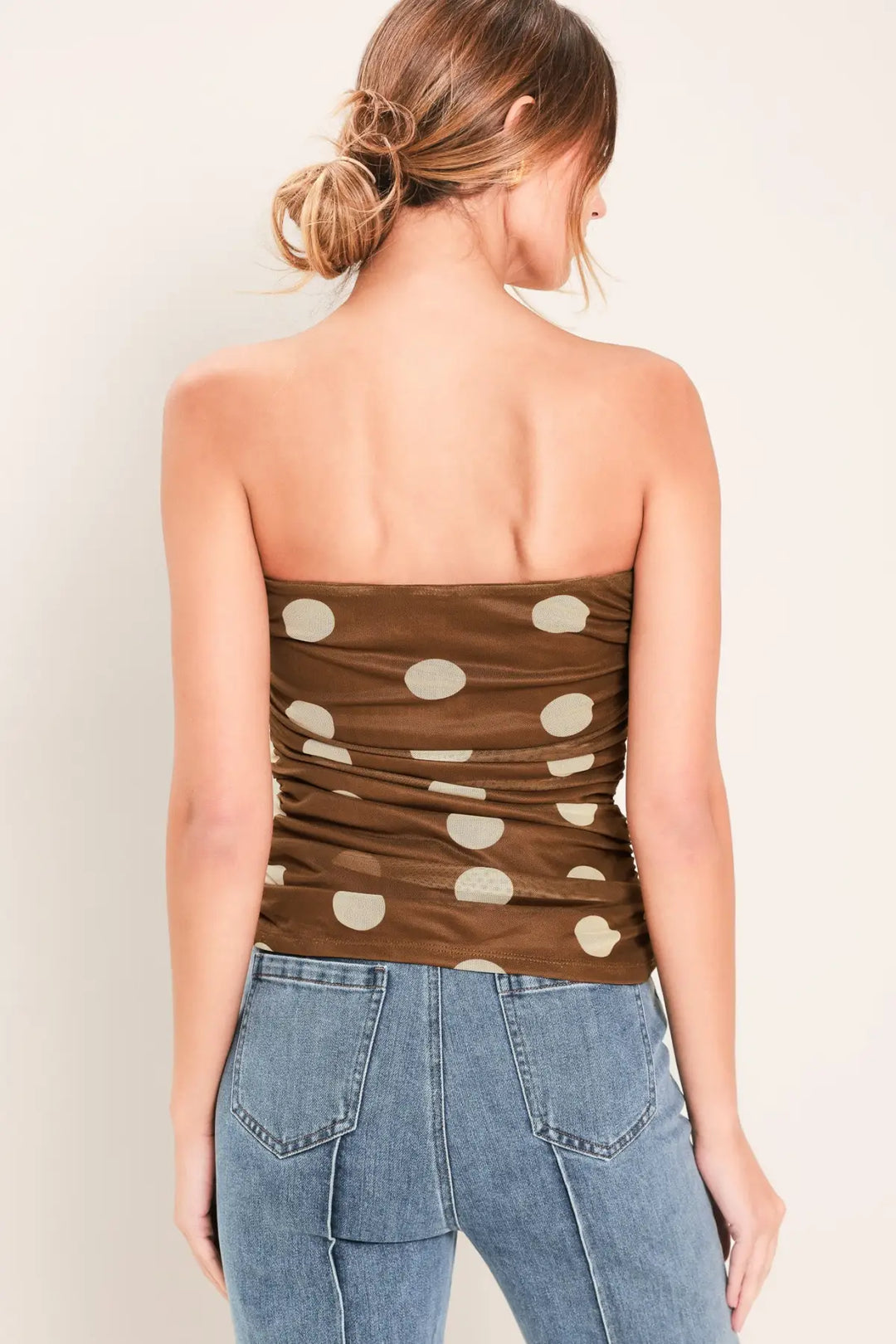 FRENCH GIRL POLKA DOT POWER MESH TUBE TOP - TOPS