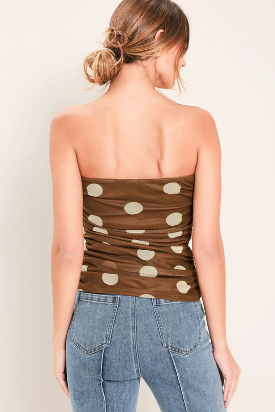 FRENCH GIRL POLKA DOT POWER MESH TUBE TOP - TOPS