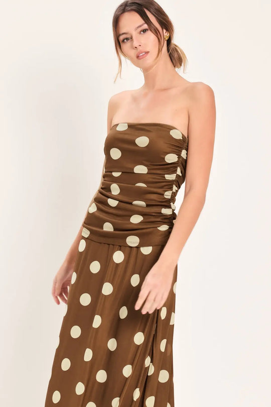 FRENCH GIRL POLKA DOT POWER MESH TUBE TOP - TOPS