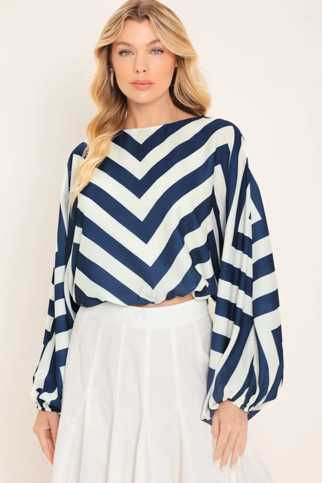 ST. TROPEZ STRIPE WOVEN TOP - TOPS
