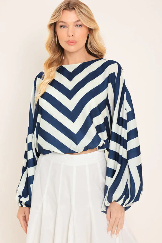 ST. TROPEZ STRIPE WOVEN TOP - TOPS