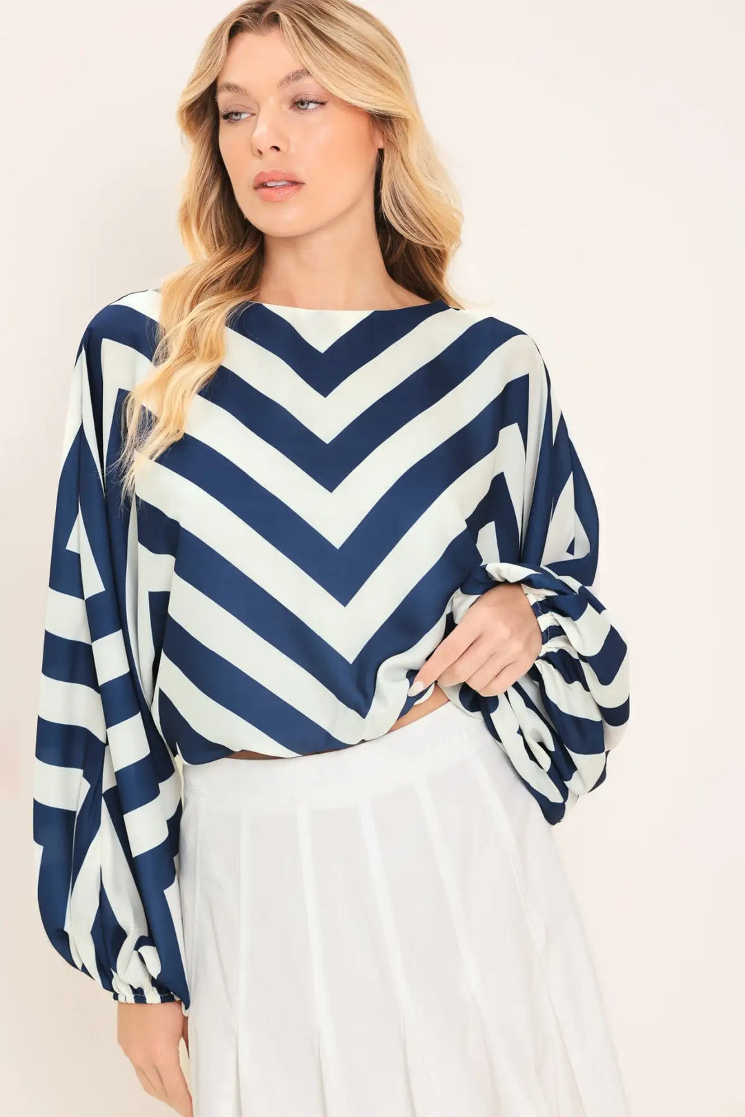ST. TROPEZ STRIPE WOVEN TOP - TOPS