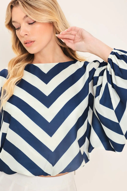 ST. TROPEZ STRIPE WOVEN TOP - TOPS