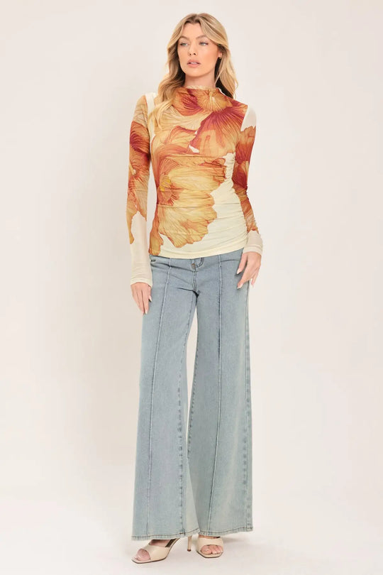 TROPIC BLOOM POWER MESH TOP - TOPS
