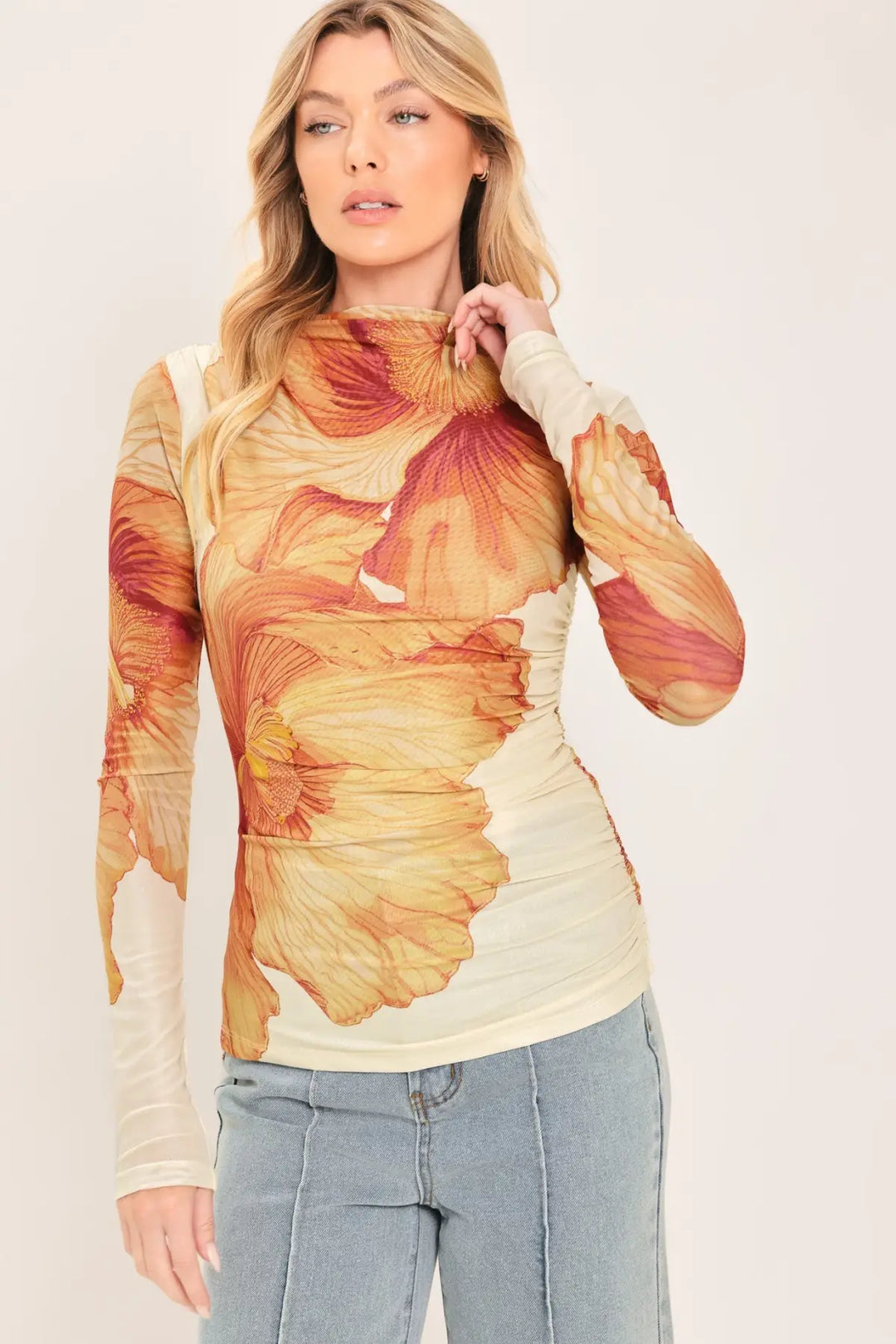 TROPIC BLOOM POWER MESH TOP - TOPS