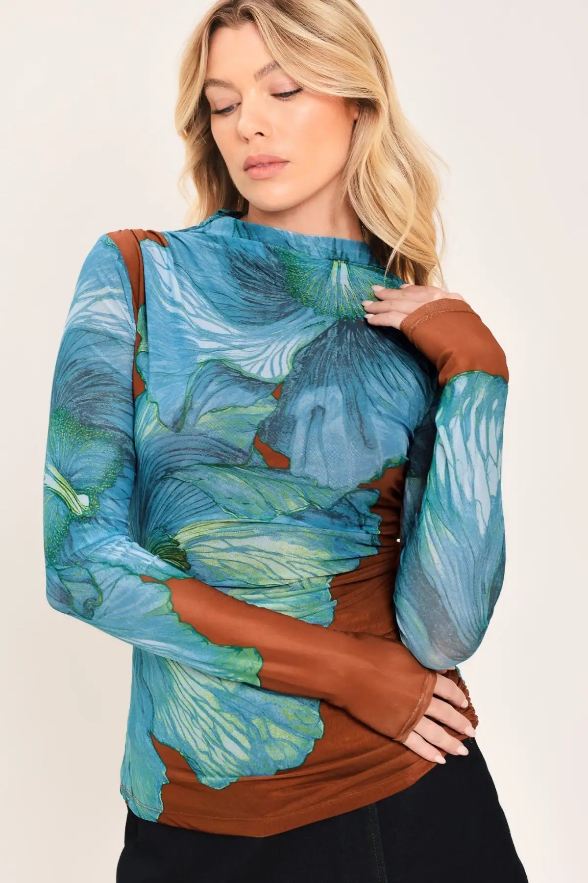 TROPIC BLOOM POWER MESH TOP - TOPS