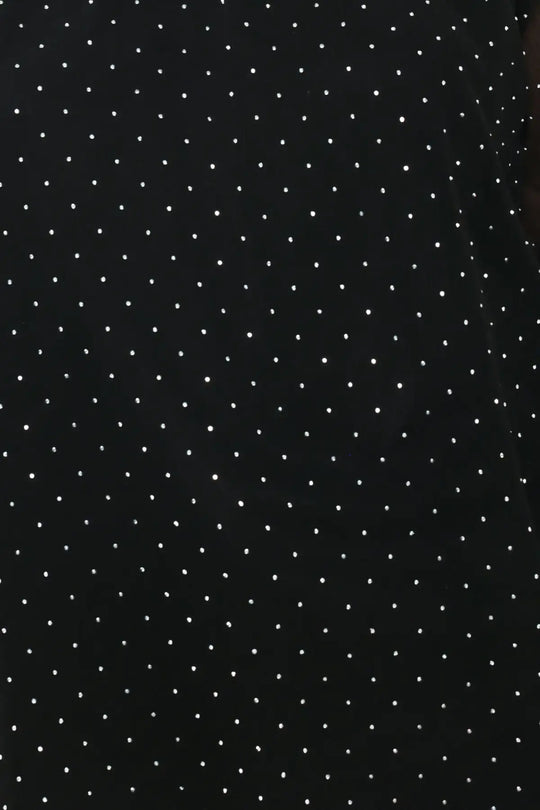 NOIR RADIANCE BLACK EMBELLISHED RAGLAN-SLEEVE TOP