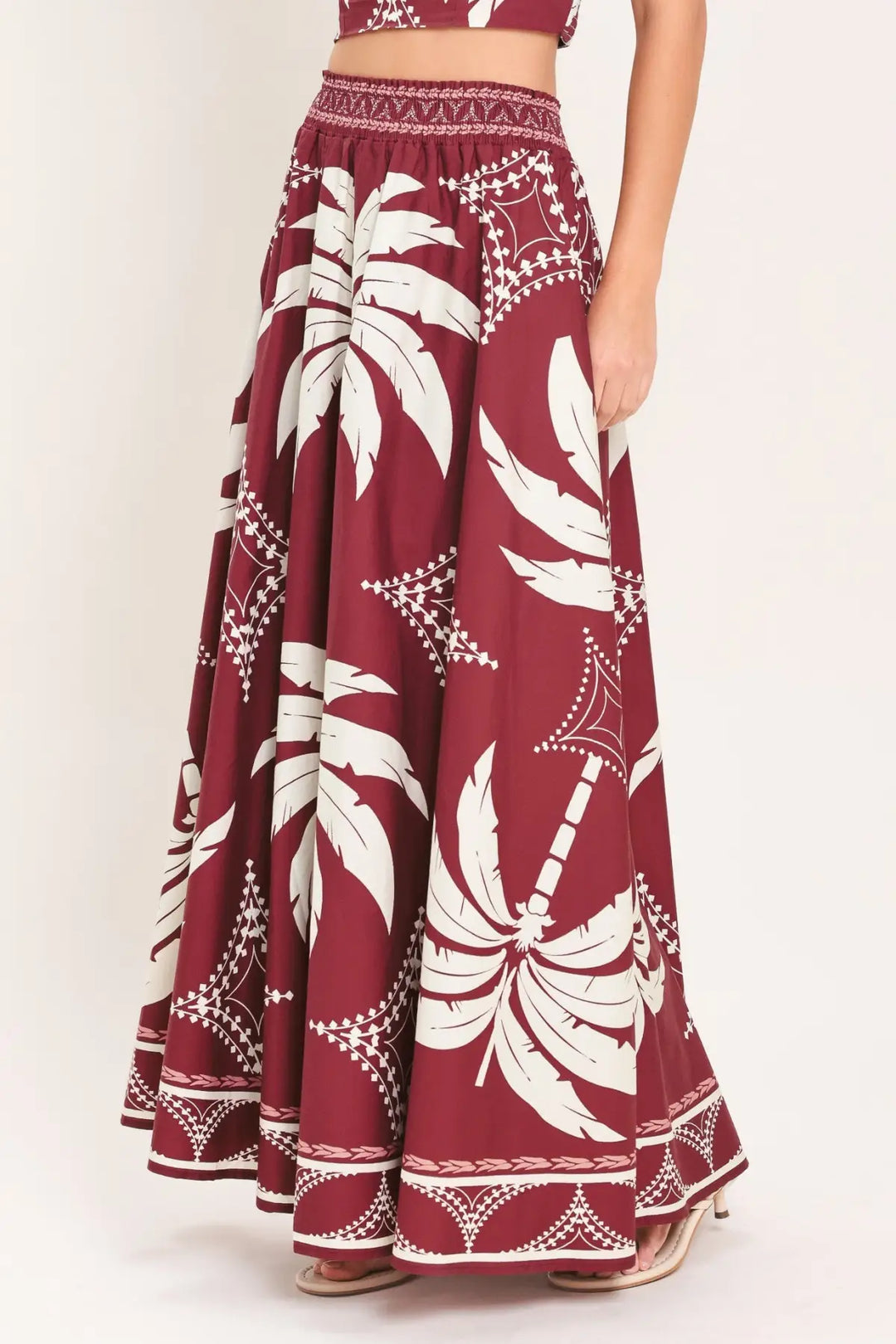 PARADISE CHARM WOVEN TOP AND SKIRT SET - TOPS