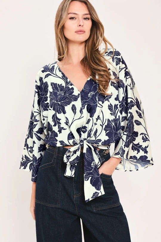 WHITE MAGNOLIA CURRENT WOVEN TOP - TOPS