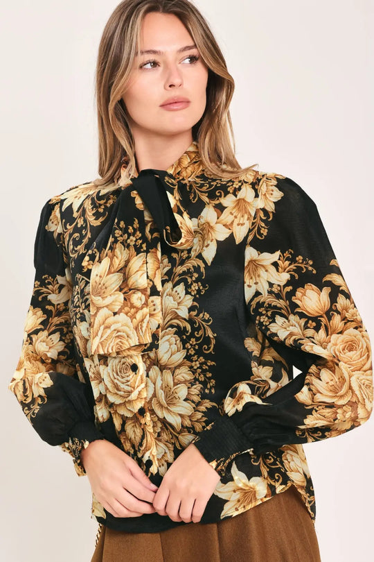MOONLIT GARDEN BOW TIE BLOUSE