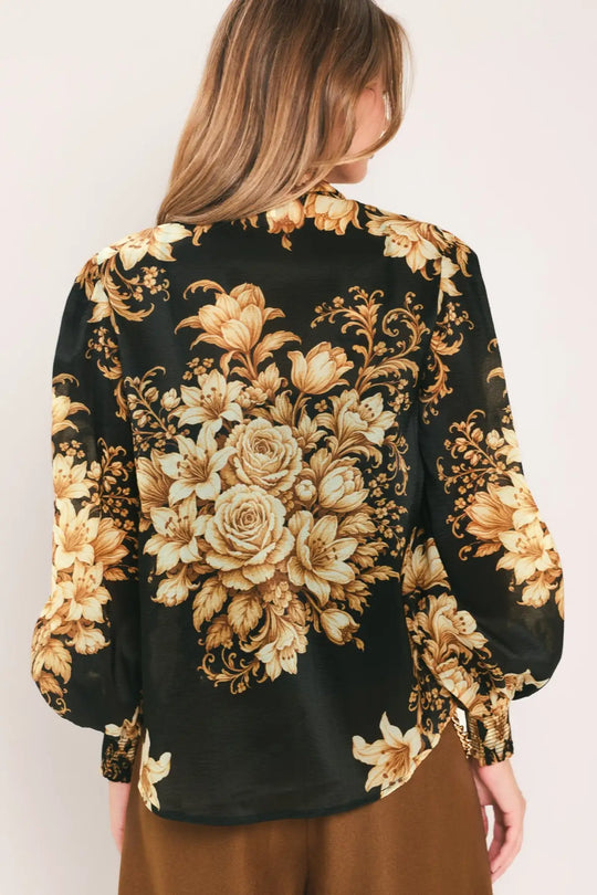 MOONLIT GARDEN BOW TIE BLOUSE