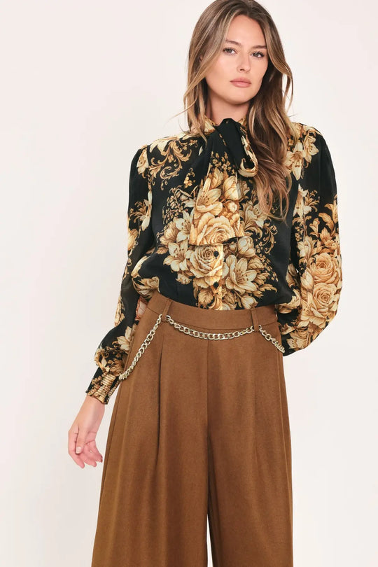 MOONLIT GARDEN BOW TIE BLOUSE