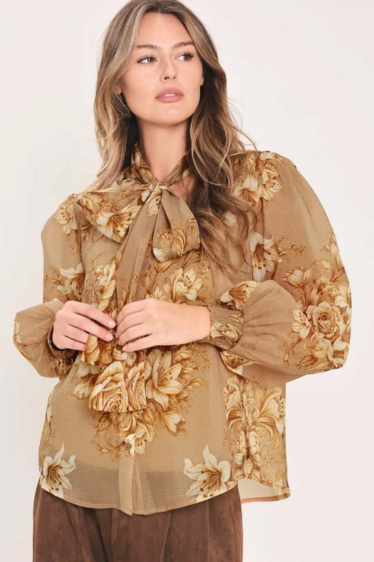MOONLIT GARDEN BOW TIE BLOUSE