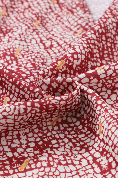 Elegant Red Abstract Lantern Sleeve Top - Shirts & Tops