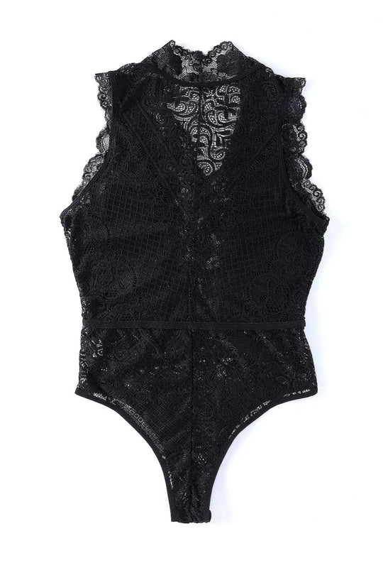 Manhattan Lace Black Bodysuit - Tops