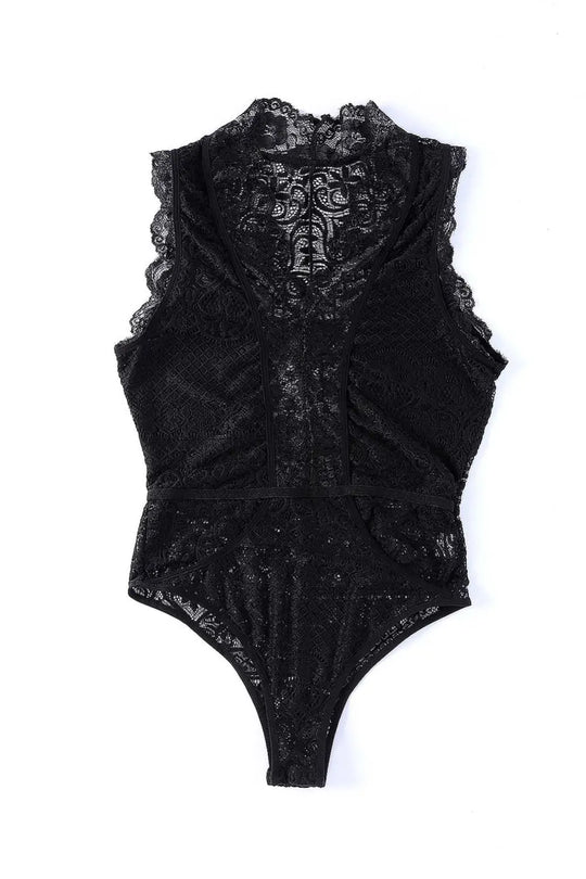 Manhattan Lace Black Bodysuit - Tops