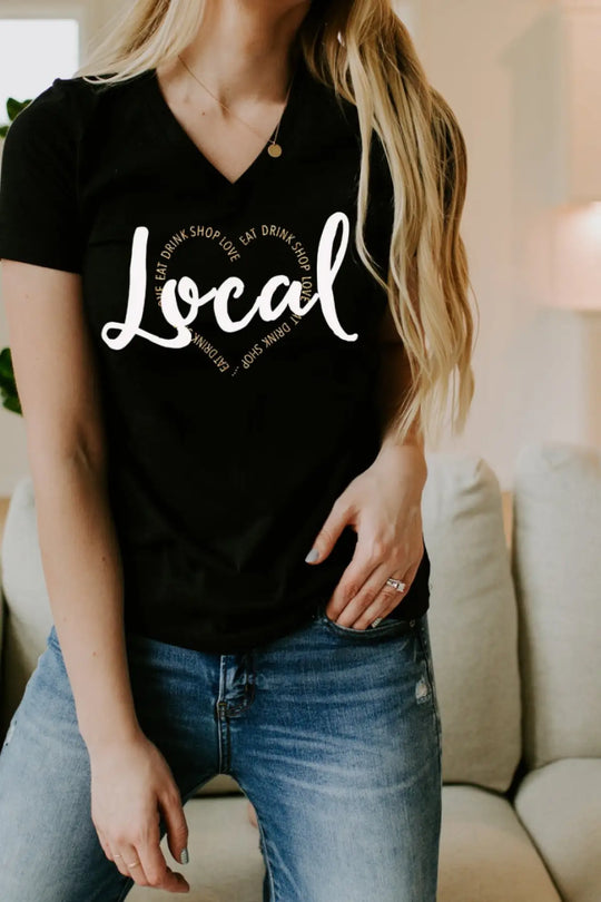 Love Local Black V-Neck - Tops
