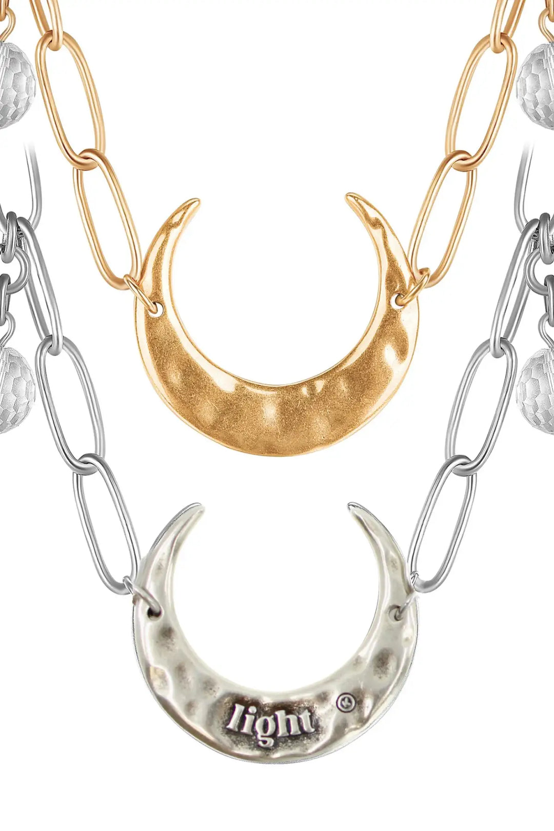 Light Crescent Moon Long Chain Necklace - Long chain