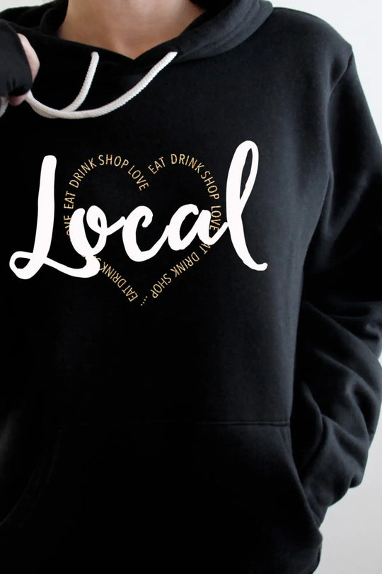 Love Local Cozy Hoodie in Black - Tops