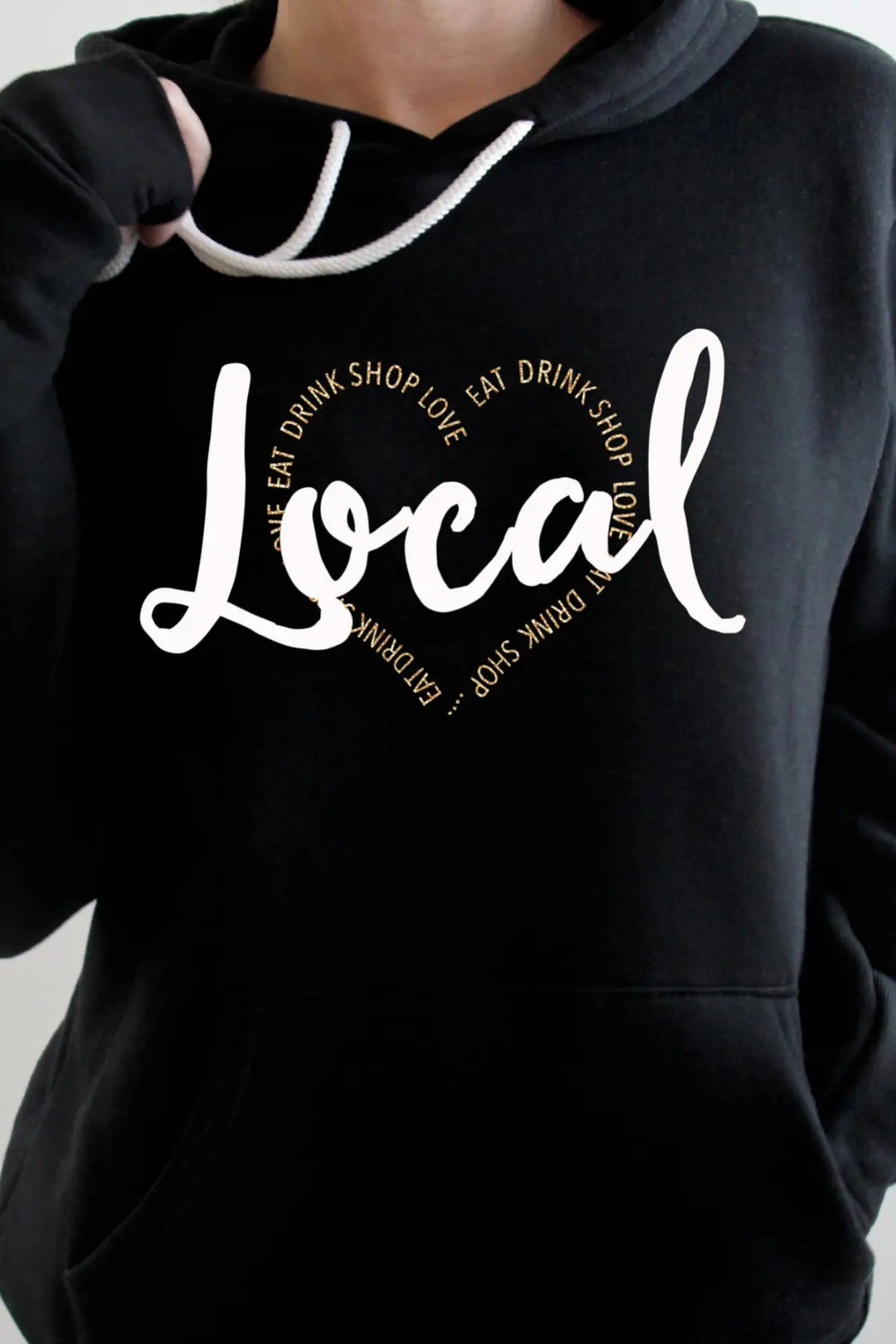 Love Local Cozy Hoodie in Black - Tops