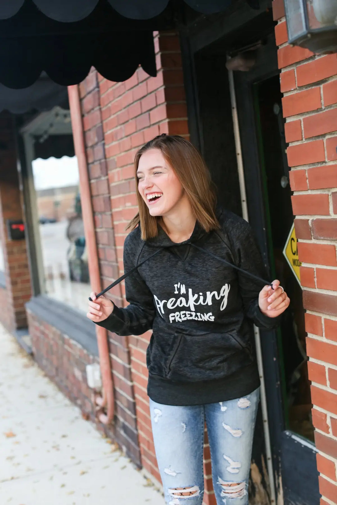 I’m Freaking Freezing Twisted Black Hoodie - Tops