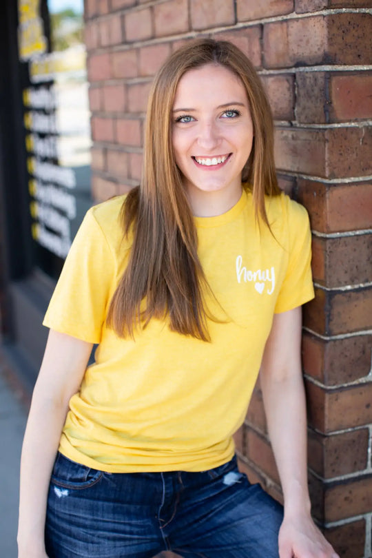 Honey Love Yellow Tee - Melissa Jean Boutique