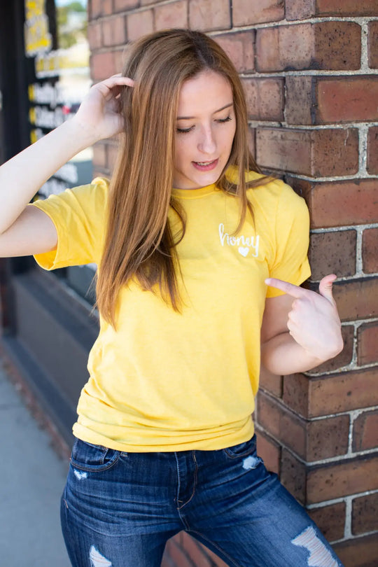 Honey Love Yellow Tee - Melissa Jean Boutique