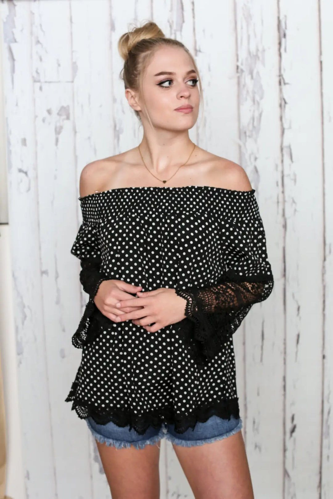 Polka Dots and Lace Top - Melissa Jean Boutique