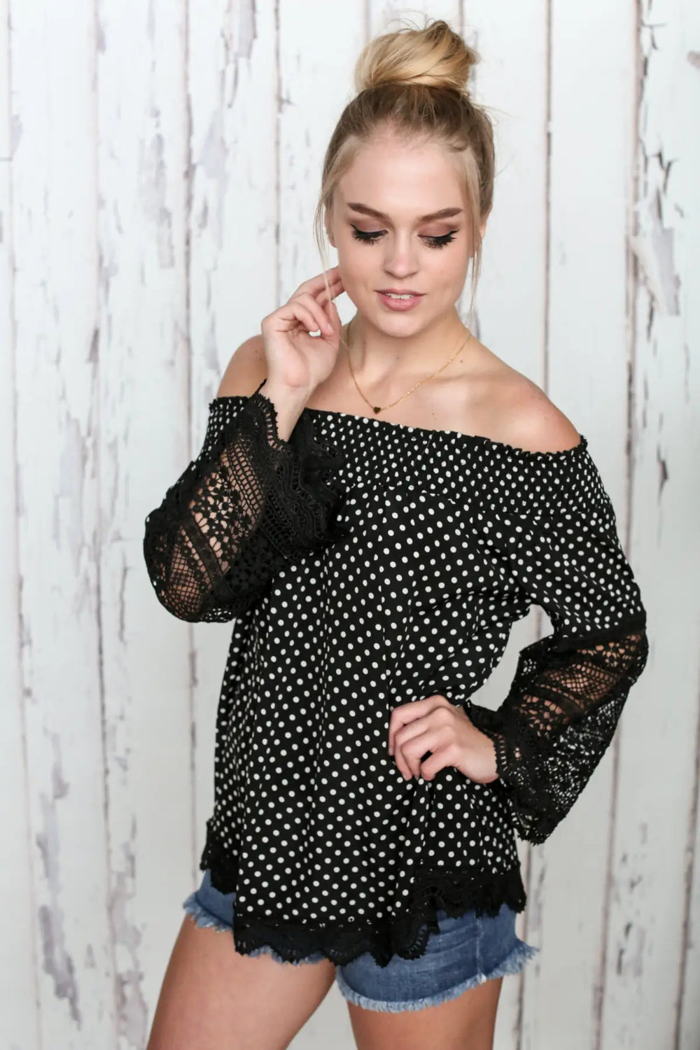 Polka Dots and Lace Top - Melissa Jean Boutique