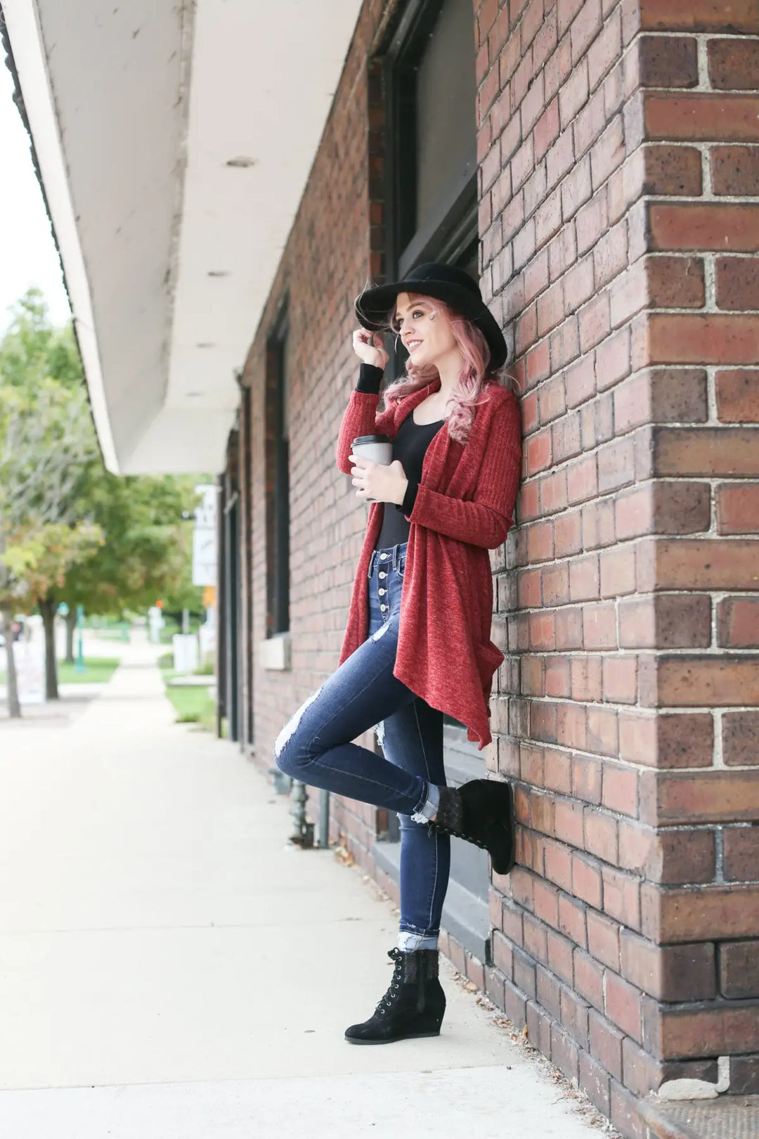 Kicking it Back Rust Cardigan - Melissa Jean Boutique