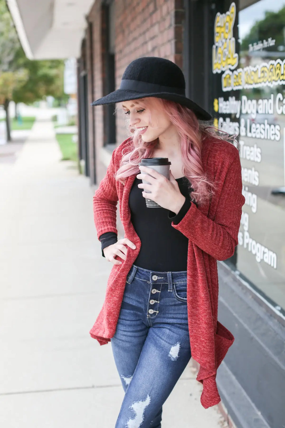 Kicking it Back Rust Cardigan - Melissa Jean Boutique