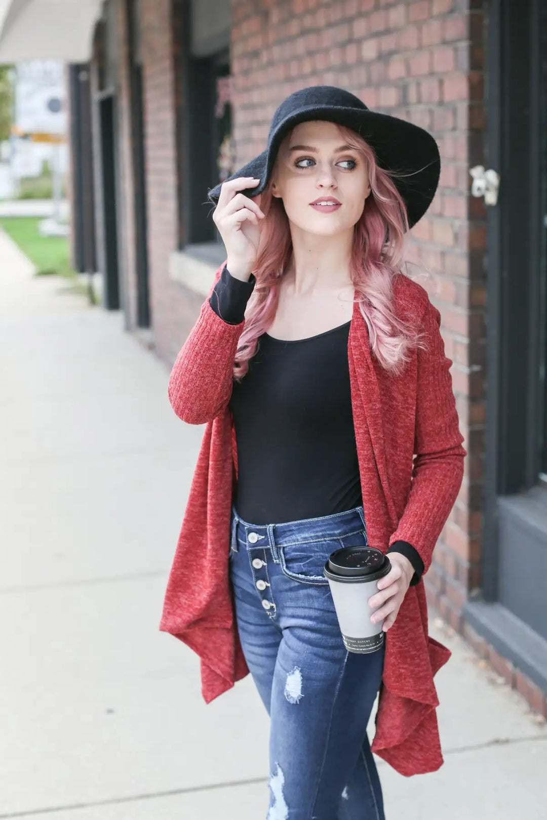 Kicking it Back Rust Cardigan - Melissa Jean Boutique