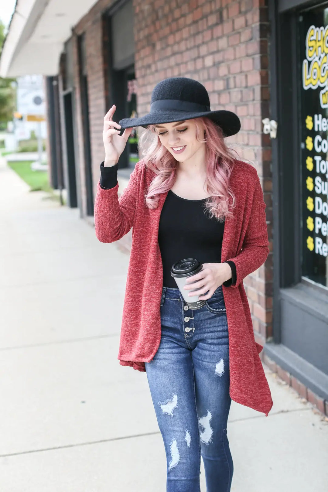 Kicking it Back Rust Cardigan - Melissa Jean Boutique