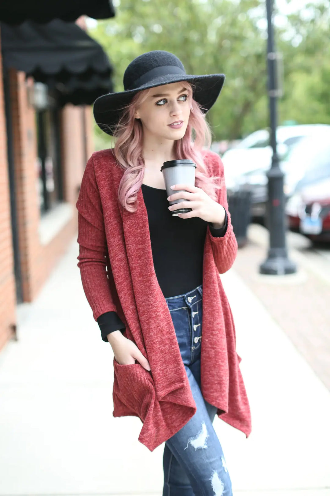 Kicking it Back Rust Cardigan - Melissa Jean Boutique