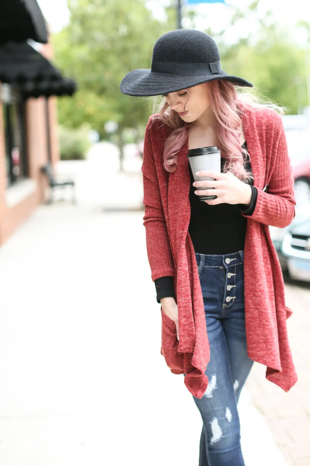 Kicking it Back Rust Cardigan - Melissa Jean Boutique