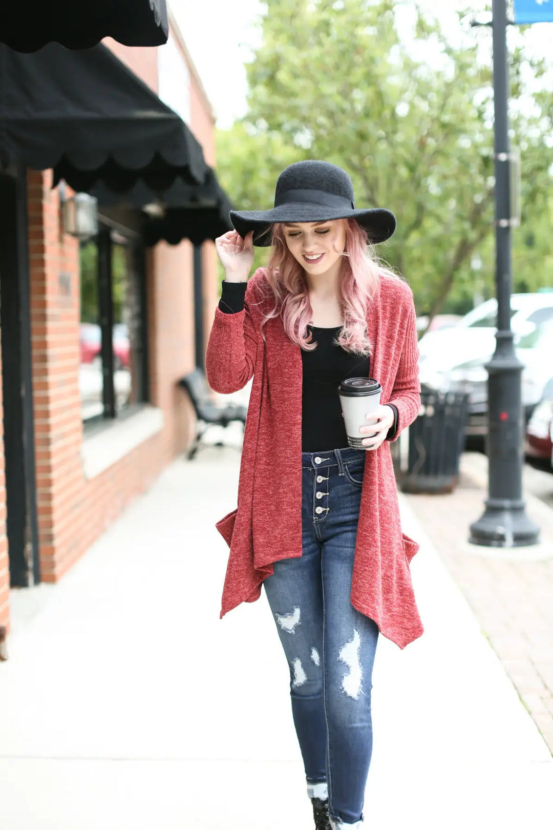 Kicking it Back Rust Cardigan - Melissa Jean Boutique
