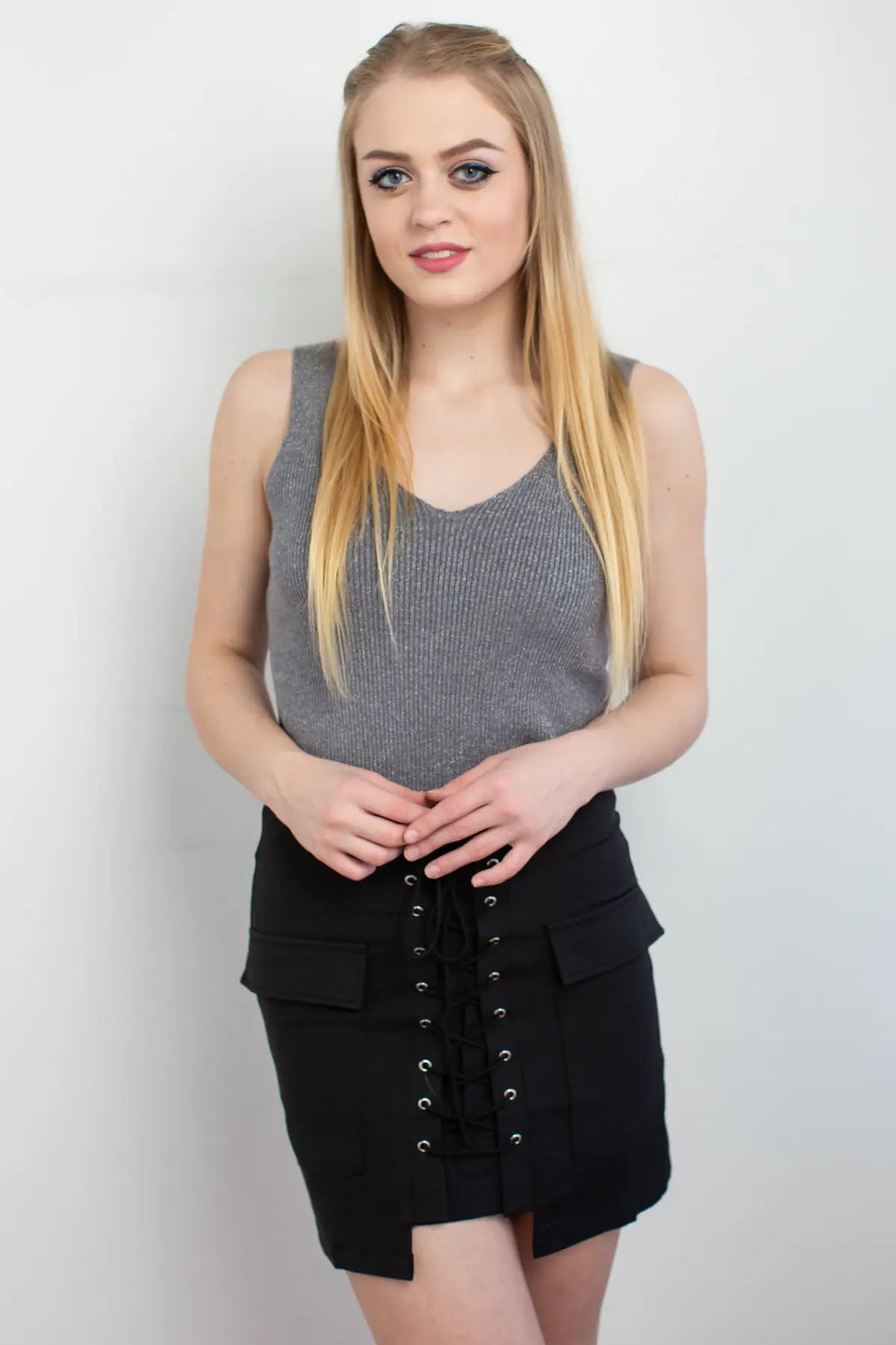 Lace It Up Black Mini Skirt - Melissa Jean Boutique