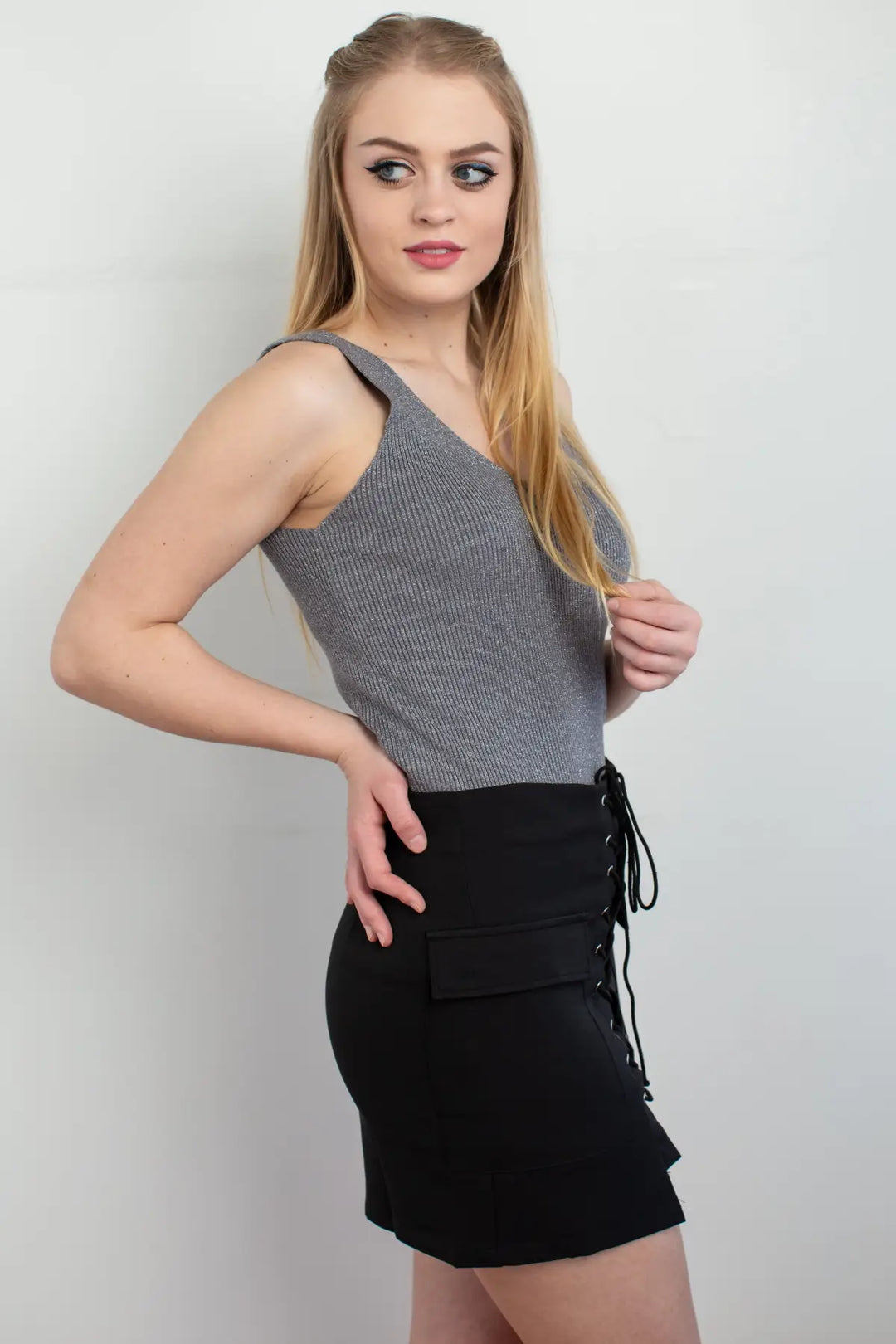 Lace It Up Black Mini Skirt - Melissa Jean Boutique