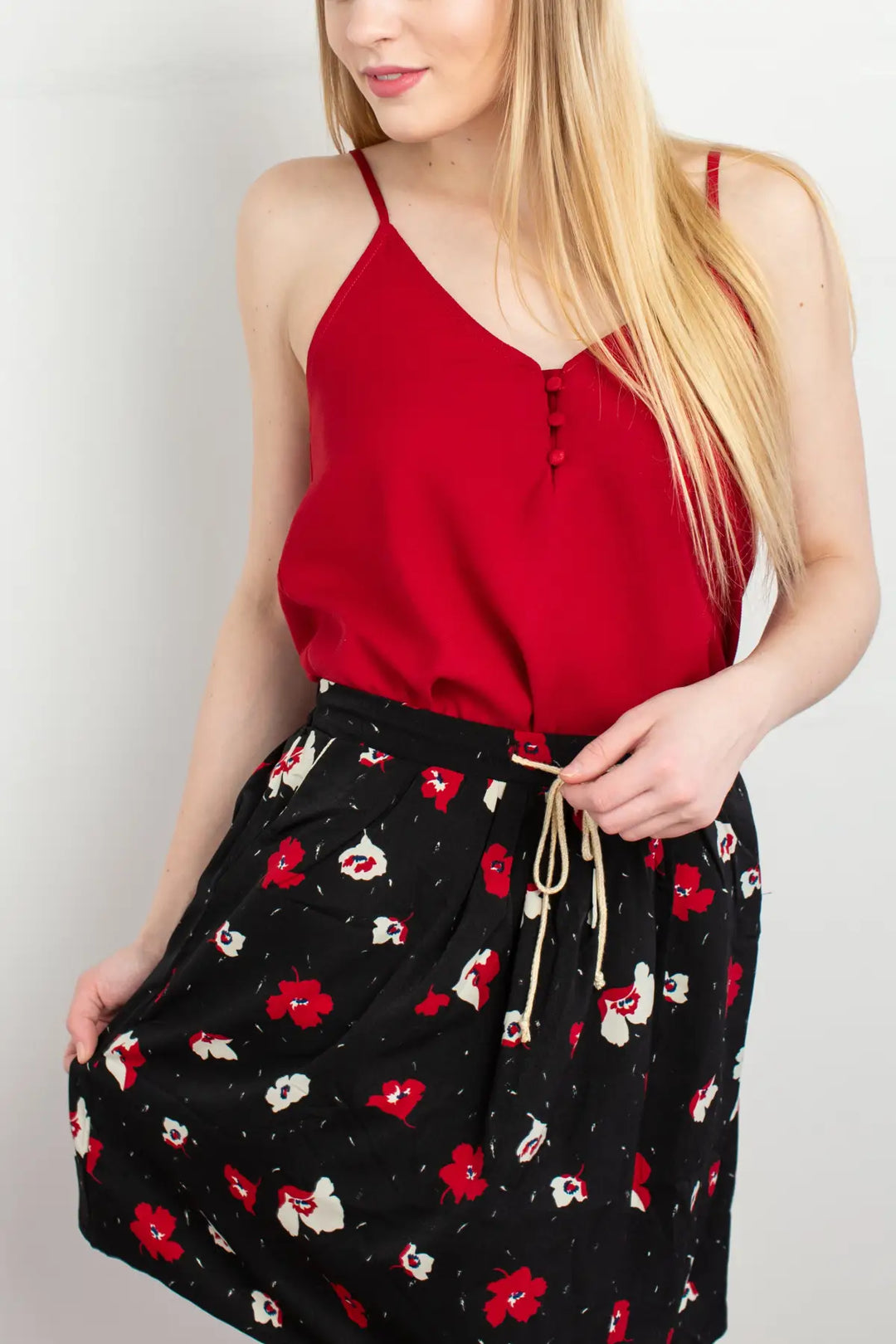 Bordeaux Red V-Neck Cami - Melissa Jean Boutique