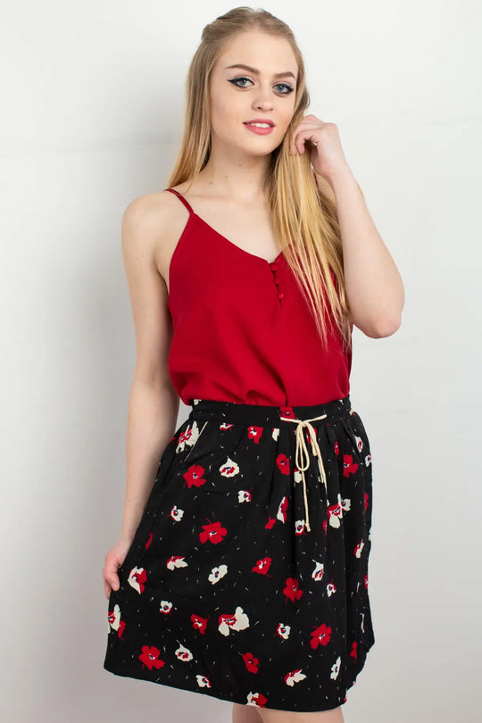 Bordeaux Red V-Neck Cami - Melissa Jean Boutique