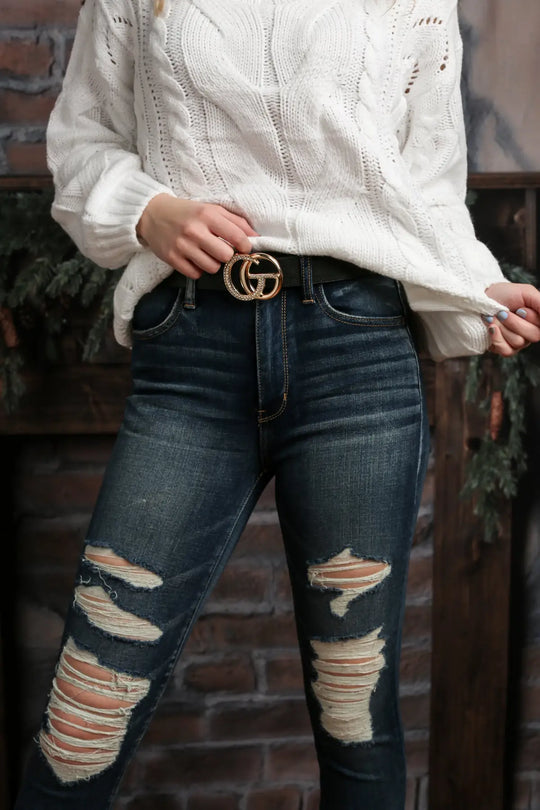 GiGi Rhinestone Black Belt - Melissa Jean Boutique