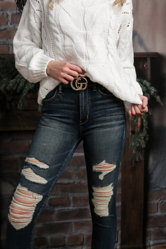 GiGi Rhinestone Black Belt - Melissa Jean Boutique