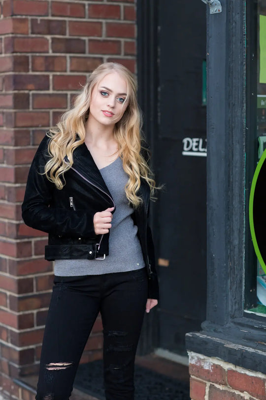 Have Mercy Black Moto Faux Leather Jacket - Melissa Jean Boutique