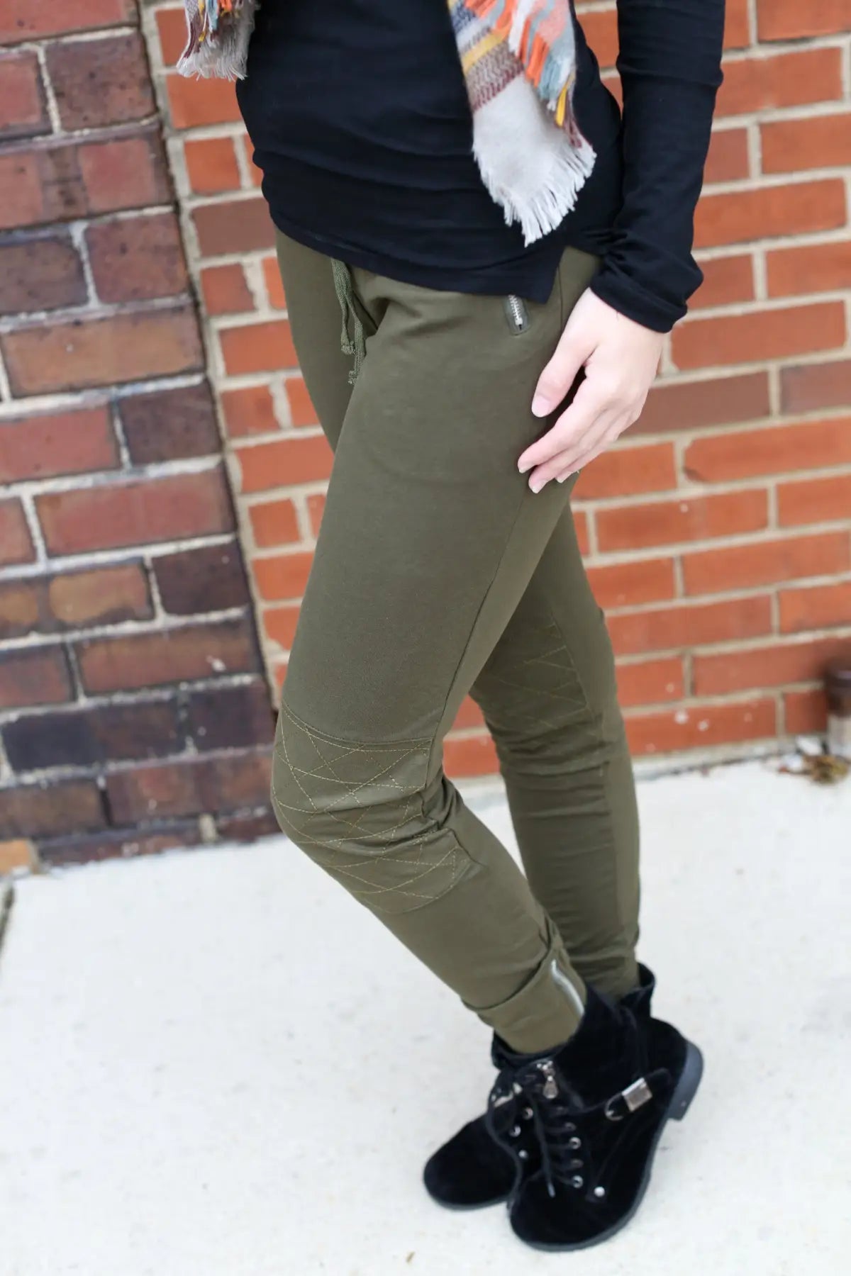 Olive Moto Joggers - Melissa Jean Boutique