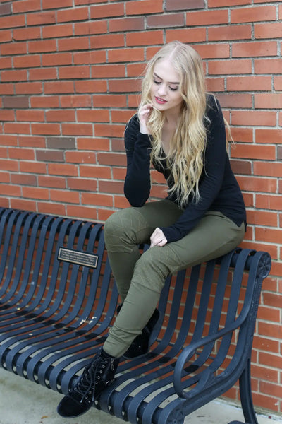 Olive Moto Joggers - Melissa Jean Boutique