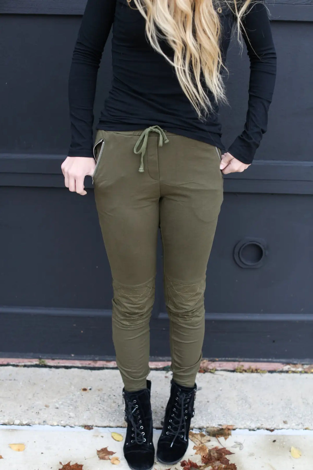 Olive Moto Joggers - Melissa Jean Boutique